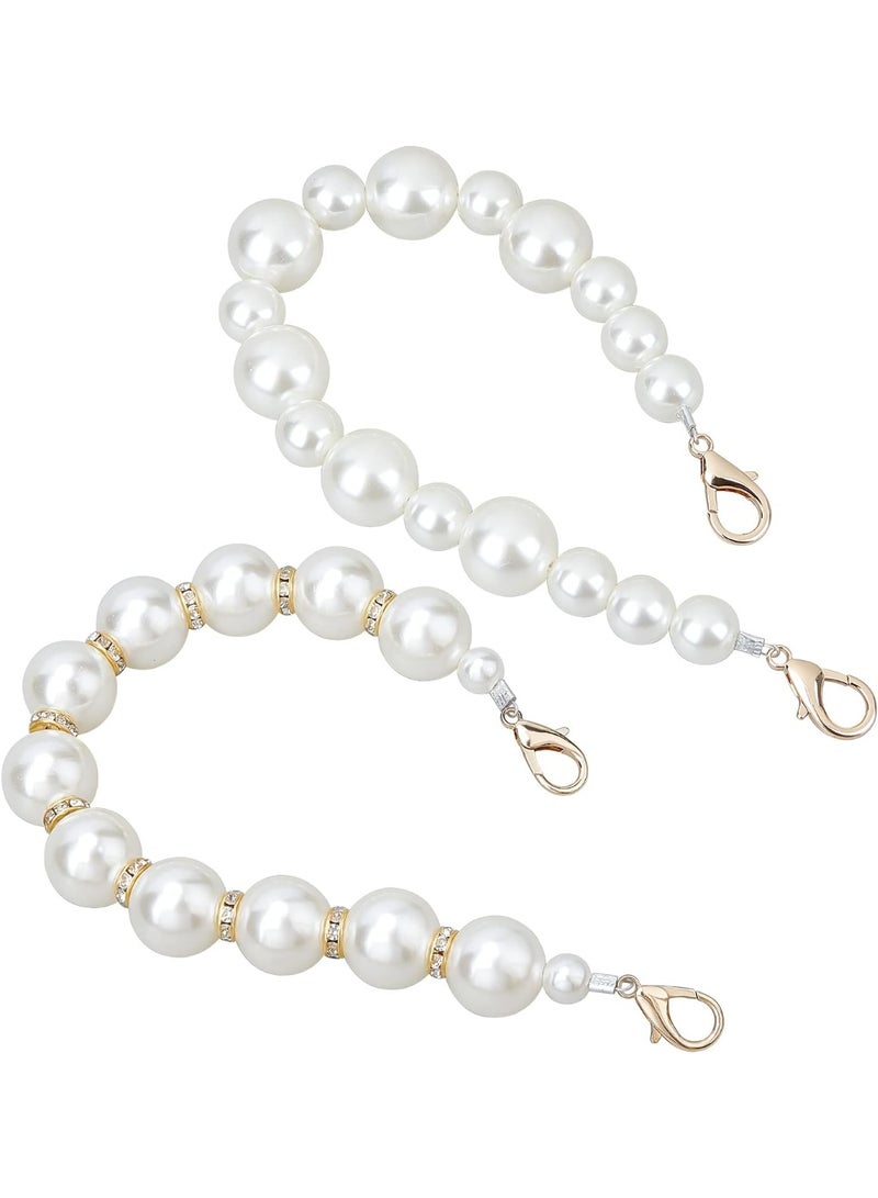 Bag Chain Strap Extender Imitation Pearl Bead Handbag Extension Chain Replacement Straps Gold Metal Bag Charms Short Handbag Purse Strap Chains Accessories for DIY Handbag Decoration 2pcs - Image 1