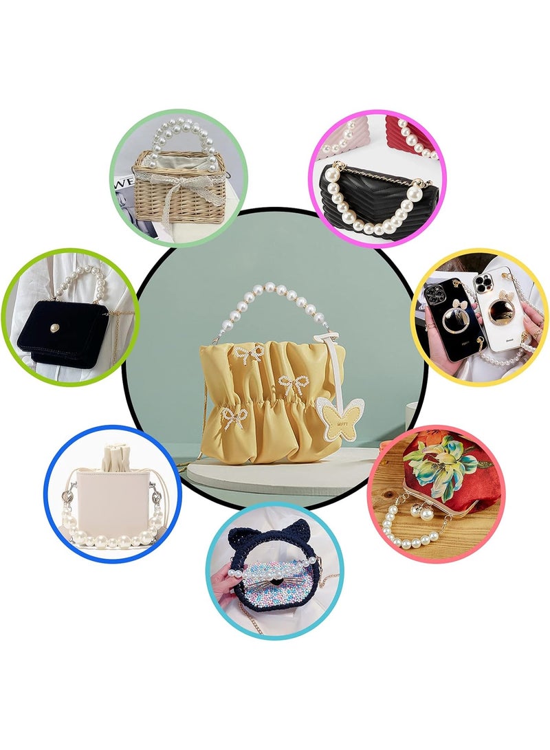 Bag Chain Strap Extender Imitation Pearl Bead Handbag Extension Chain Replacement Straps Gold Metal Bag Charms Short Handbag Purse Strap Chains Accessories for DIY Handbag Decoration 2pcs - Image 2