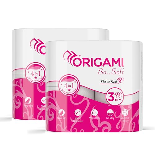 Origami So Soft 3 Ply 4 in 1 Toilet Tissue Paper Pack of 2 | Ultra Absorbent with No Clog & Easy Flush Feature | Gentle on Skin (340 Pulls Total 2720 Sheets) - Image 1
