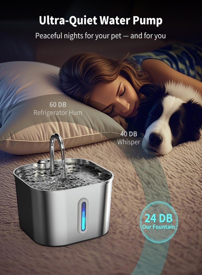 Vekonn Cat Water Fountain Stainless Steel with 4 Filters & 4 Sponges, 74oz/2.2L Cat Fountain with Quiet Pump, Automatic Pet Water Dispenser, Ideal for Multi-pet Homes, Fresh & Clean Water for Cats and Dogs - Image 5