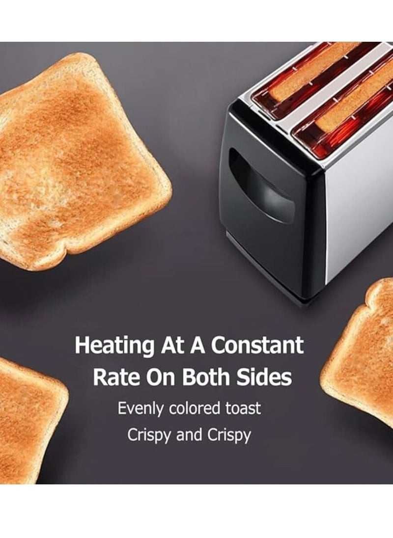 Generic - 2 Slice Toaster with Adjustable Browning Control knob, Stop Function & Removable Crumb Tray Breakfast Maker Stainless Steel Bread Toaster (BRD01) - Image 1