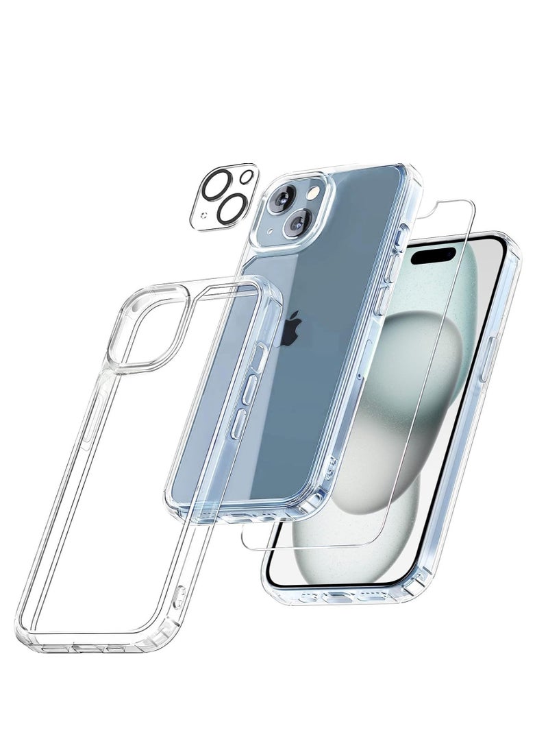 GO-DES Full protection package for iPhone 15 Plus, protection case made of high-quality materials, screen protection and high definition HD, phone camera protection, maximum protection - Image 2