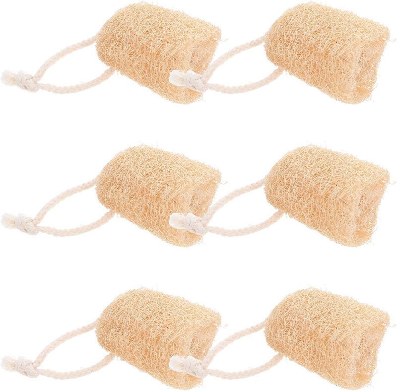 Natural Loofah Exfoliating Sponge 6pcs Set for Shower and Bath, Body Scrubber Pads for Dead Skin Removal, Natural Loofah Back Scrubber for Men and Women - Image 1