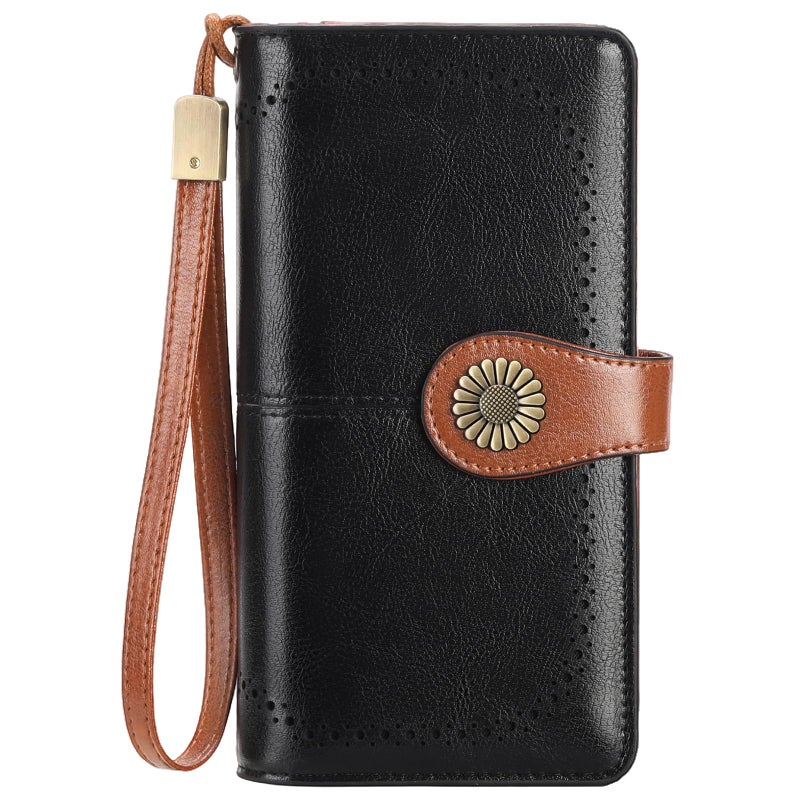 SENDEFN Wallets for Women Leather Credit Card Holder with RFID Blocking Large Capacity Wristlet - Image 1