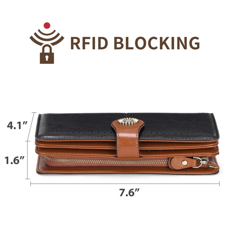 SENDEFN Wallets for Women Leather Credit Card Holder with RFID Blocking Large Capacity Wristlet - Image 4