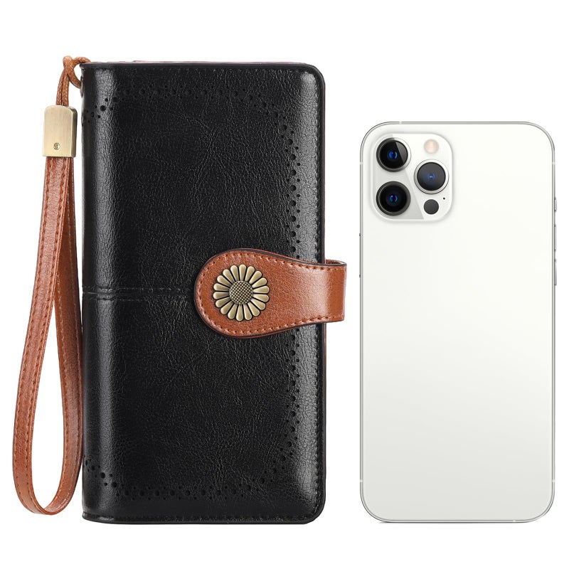 SENDEFN Wallets for Women Leather Credit Card Holder with RFID Blocking Large Capacity Wristlet - Image 3