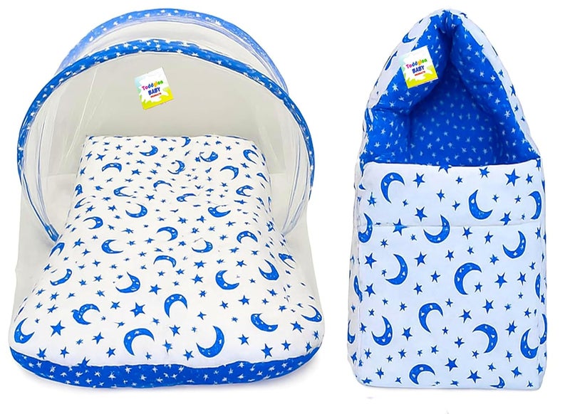 Toddylon Flat Bed Baby Bed New Born Baby Bedding Set Mattress | Carry Bag | Mosquito Net | Cotton | Baby Bed | Infants | Essentials (0-6 Months) (2PCS Set) - Image 1