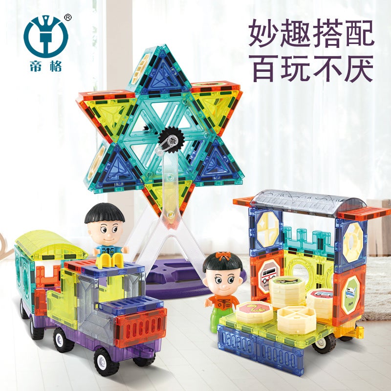 Q-Color Window Magnetic Tiles Children'S Educational Magnetic Assembly Pipe Building Blocks Versatile Construction Track Toy Gift - Image 5
