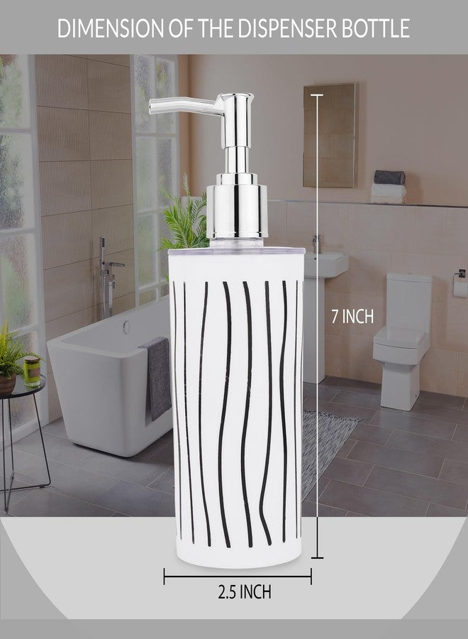 BATH GURU Modern Bathroom Soap Dispenser for Wash Basin, Multi-Purpose Plastic Liquid Pump Bottle, White with Black Stripes (BG-SDB 11) - Image 4