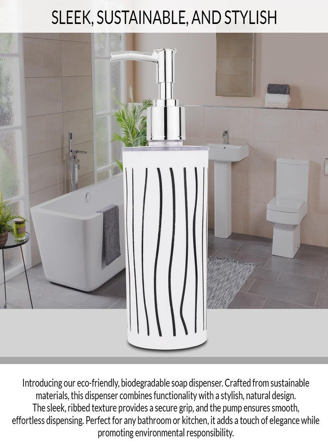 BATH GURU Modern Bathroom Soap Dispenser for Wash Basin, Multi-Purpose Plastic Liquid Pump Bottle, White with Black Stripes (BG-SDB 11) - Image 3