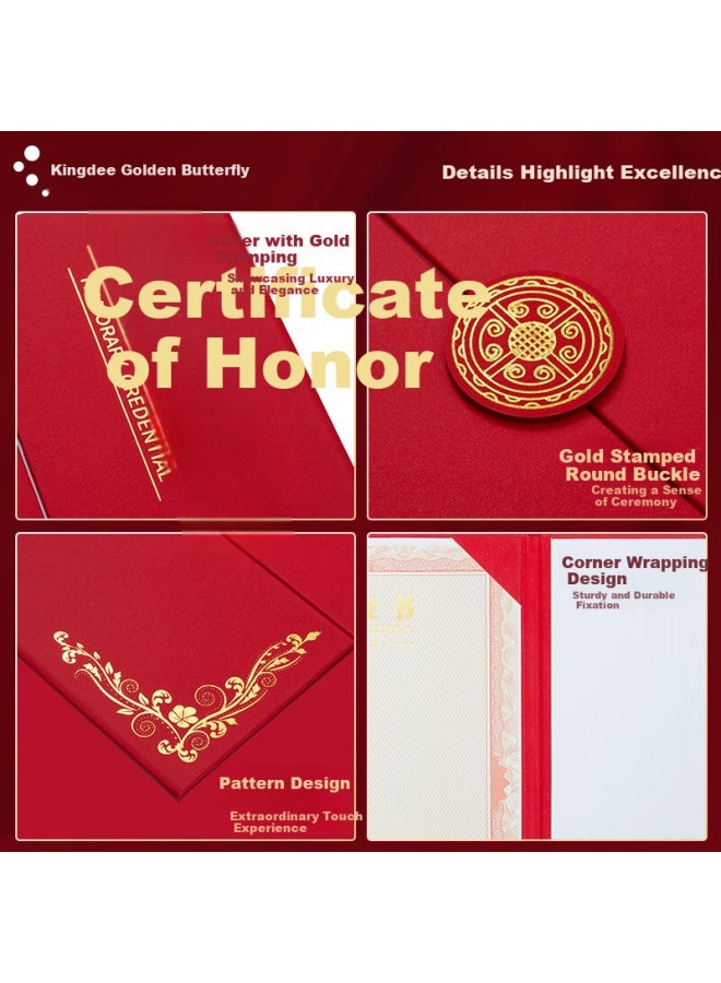 Kingdee Single 12K Honor Certificate Tri-Fold Page Design Exquisite Gold Foil Red Award Certificate Commendation Office Stationery - Image 2