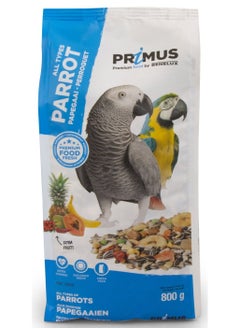 PRIMUS Premium Parrot Food - 800g, Extra Fruits & Sun-Dried Seeds 