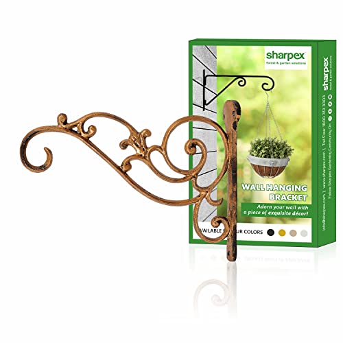 Sharpex Wall Mounted Metal Bracket | Decorative Wall Hook Plant Hanger for Hanging Pots, Bird Feeders, Flower Baskets, Planters, Lanterns, Lamps, and Wind Chimes for Indoor/Outdoor Use (Gold, 4 Pc) - Image 5