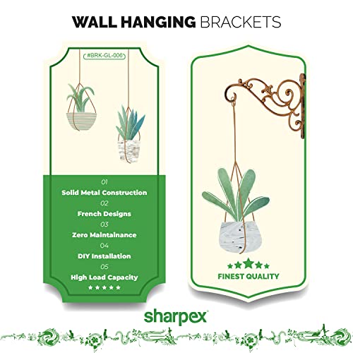 Sharpex Wall Mounted Metal Bracket | Decorative Wall Hook Plant Hanger for Hanging Pots, Bird Feeders, Flower Baskets, Planters, Lanterns, Lamps, and Wind Chimes for Indoor/Outdoor Use (Gold, 4 Pc) - Image 3