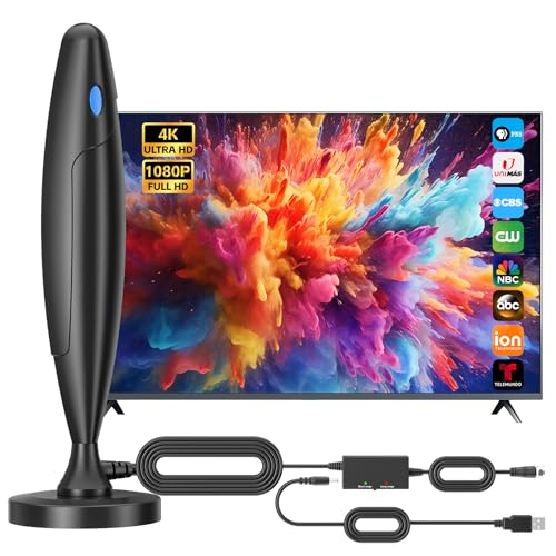 BEIMQN TV Antenna for Smart TV Indoor, Digital Antenna for Local Channels, Support 4k 1080p with Strong Magnetic Base, Long Range Reception with Amplifier Signal Booster for Old/HD TVs - Image 1