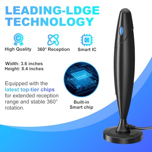 BEIMQN TV Antenna for Smart TV Indoor, Digital Antenna for Local Channels, Support 4k 1080p with Strong Magnetic Base, Long Range Reception with Amplifier Signal Booster for Old/HD TVs - Image 2