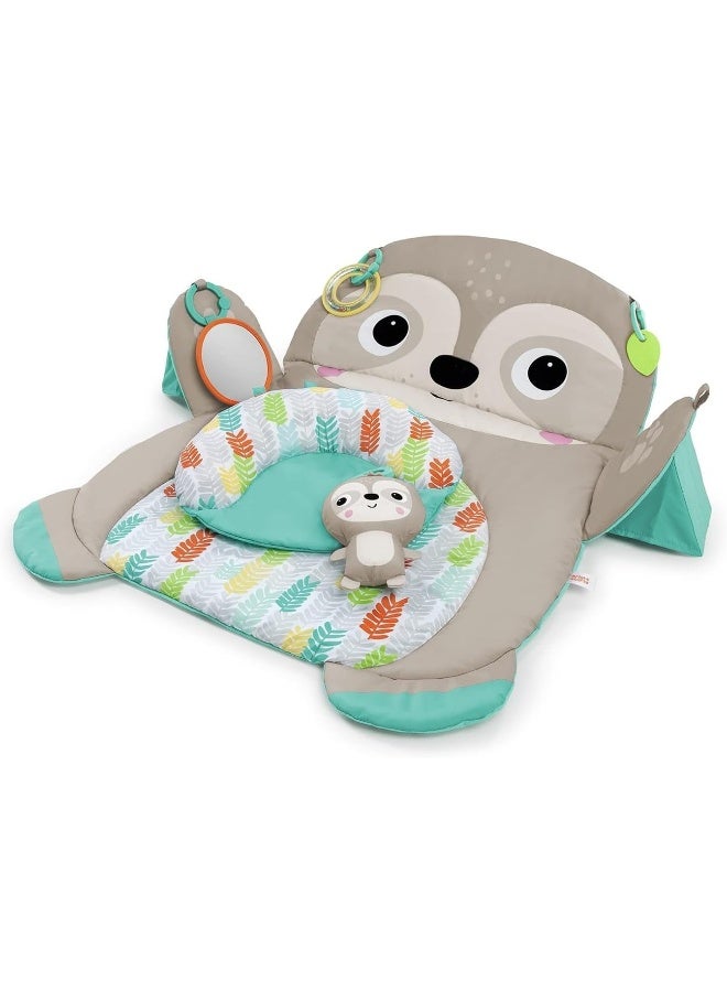 Bright Starts Tummy Time Prop & Play Baby Activity Mat with Support Pillow & Taggies - Sloth 36 x 32.5 in., Age Newborn+ - Image 1