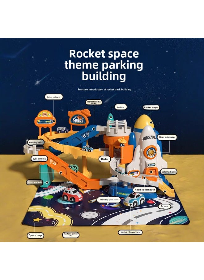 Space Rail Car To Break Through The Big Adventure Car Building Parking Small Train Children's Toy Boy 3 Years Old 4 Puzzle-Color:Gift Box -  12 Cars + Map - Three Modes  - Lifetime Warranty