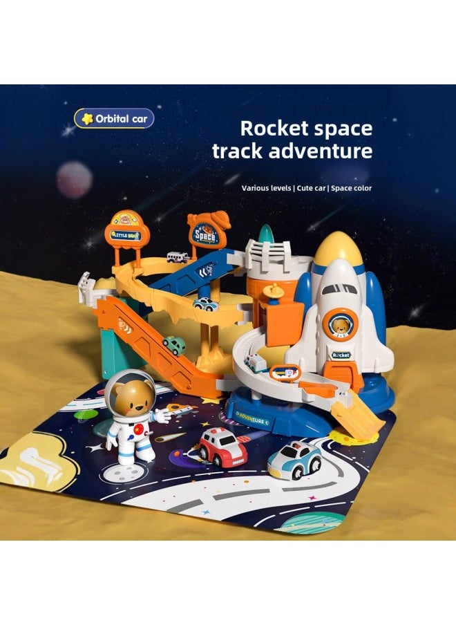 Space Rail Car To Break Through The Big Adventure Car Building Parking Small Train Children's Toy Boy 3 Years Old 4 Puzzle-Color:Gift Box -  12 Cars + Map - Three Modes  - Lifetime Warranty