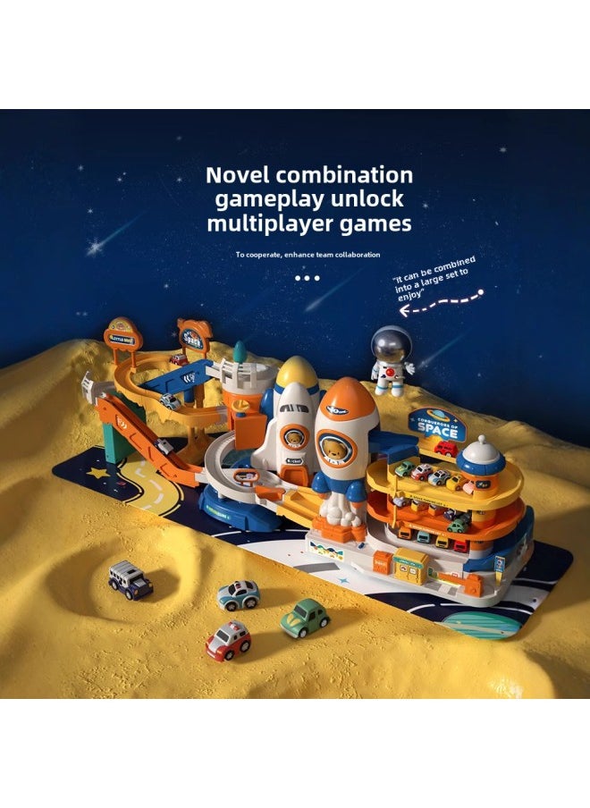 Space Rail Car To Break Through The Big Adventure Car Building Parking Small Train Children's Toy Boy 3 Years Old 4 Puzzle-Color:Gift Box -  12 Cars + Map - Three Modes  - Lifetime Warranty