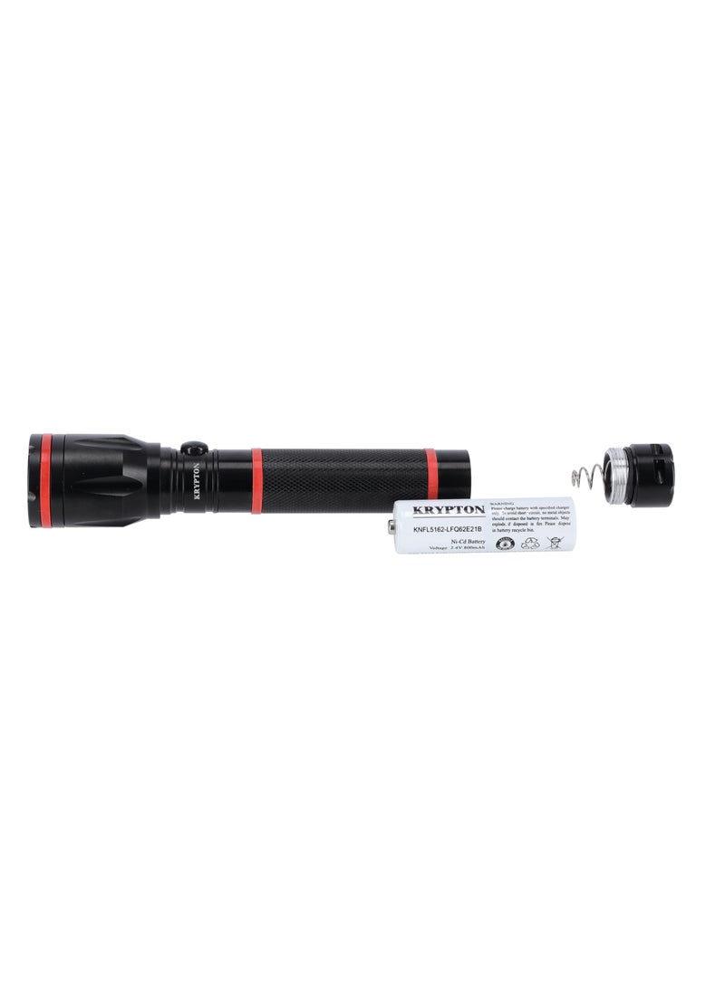 Rechargeable LED Flashlight, CREE LED, KNFL5162 | Aircraft Aluminium Alloy | 2.4V 800mAh Ni-Cd Battery | 1.5hrs Working | 2000meters Real Range Distance
