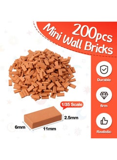 Civaner 1/35 Scale 200 Pcs Mini Bricks Tiny Bricks For Landscaping Red Miniature Bricks Model Brick Wall Small Bricks For Crafts Realistic Fake Bricks Mini Blocks For Dollhouse Mini Garden Accessories  - Image 3