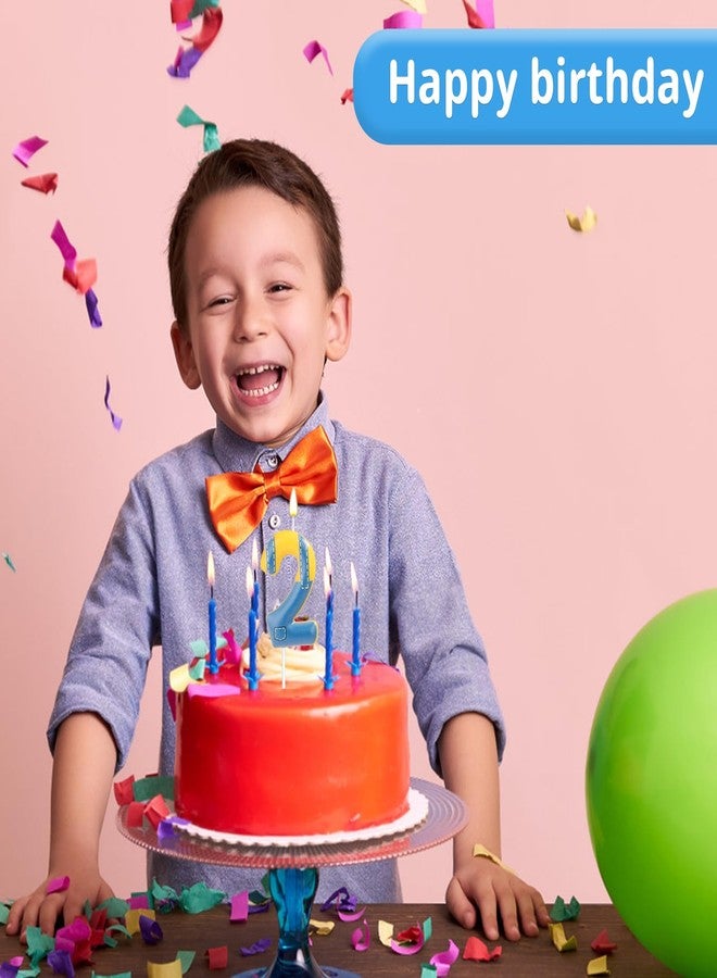 lasuroa شمعة عيد ميلاد زرقاء وصفراء، شمعة عيد ميلاد برقم 2، شمعة عيد ميلاد بتصميم أنمي جينز أزرق، شمعة عيد ميلاد سعيد لتزيين كعكة عيد الميلاد وحفلات الزفاف والذكرى السنوية (رقم 2) - Image 5