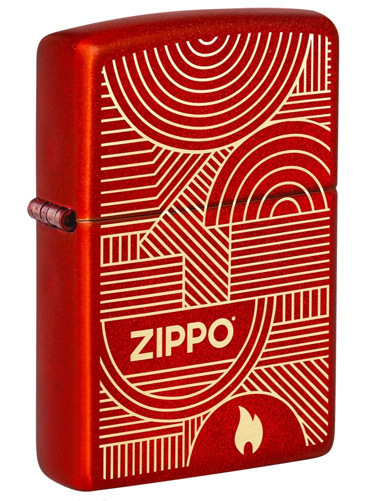 Zippo 48705 49475 Abstract Lines Metallic Red Windproof Lighter - Image 1