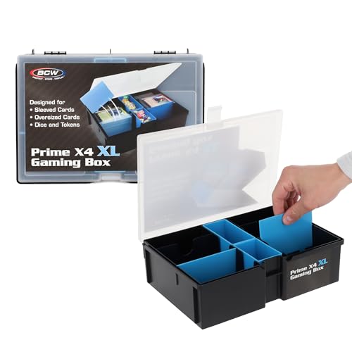 BCW Prime X4 XL Gaming Box Playing Card Storage Box for Decks and Game Accessories Includes Removable Dividers and Dice Trays Trading Card Storage Box for Gaming Pokemon MTG Naruto Cards - Image 1