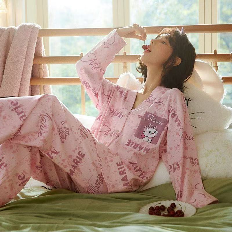 Trendy New Cardigan Pajama Set with Long Sleeves and Long Pants, Suitable for Spring and Autumn, Comfortable and Breathable, Can Be Worn Outside, Sweet and Girly - Image 3