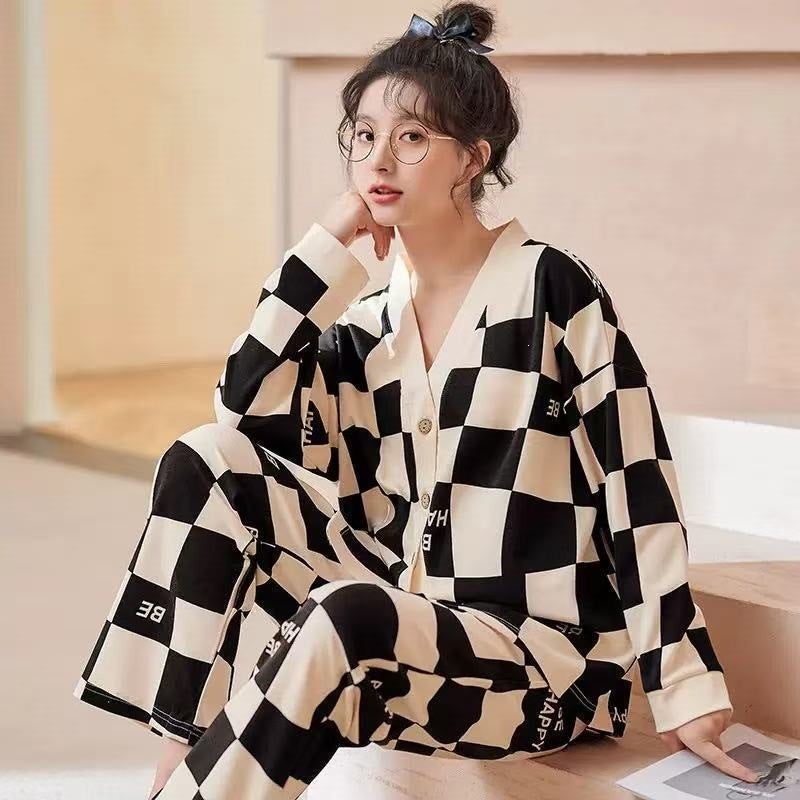 Trendy New Cardigan Pajama Set with Long Sleeves and Long Pants, Suitable for Spring and Autumn, Comfortable and Breathable, Can Be Worn Outside, Sweet and Girly - Image 5