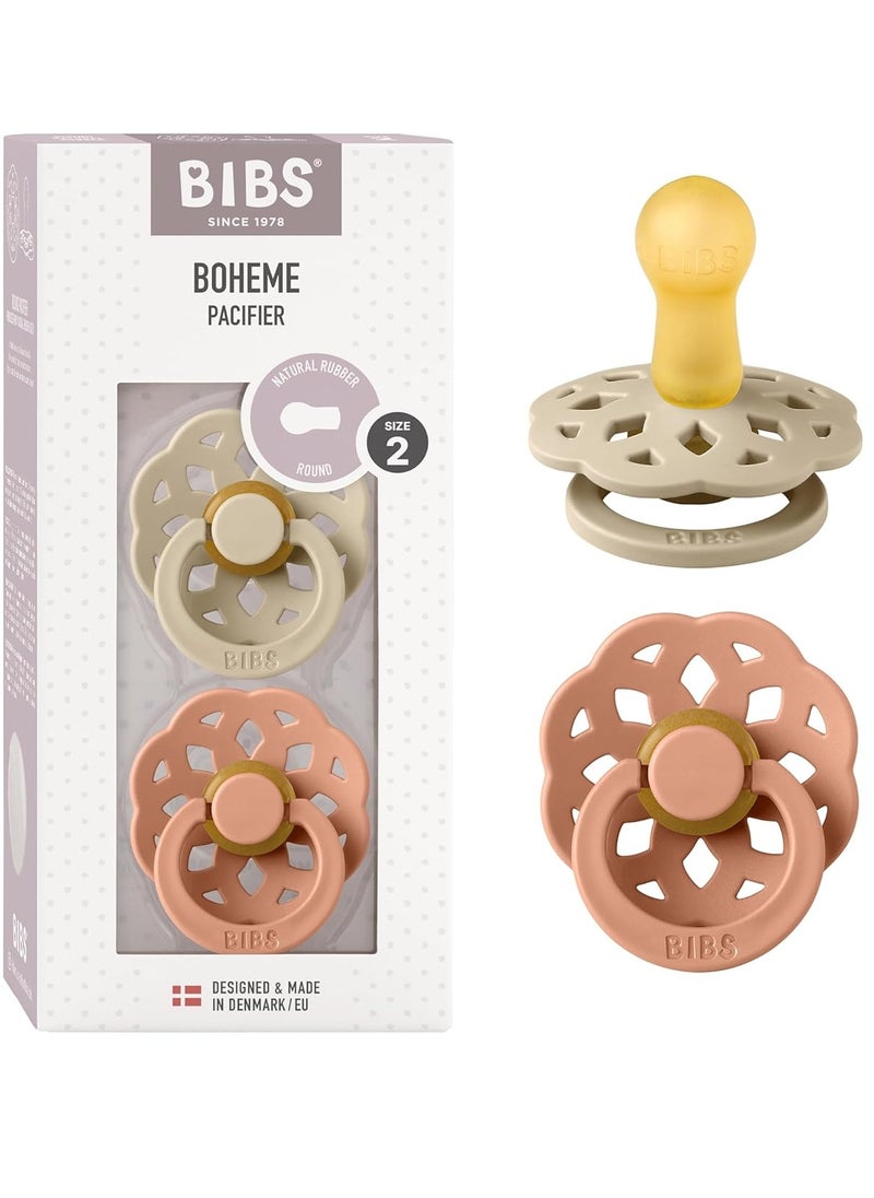 بيبس Pacifier Boheme 2 PACK Latex Size 2 Vanilla/Peach  - Image 1