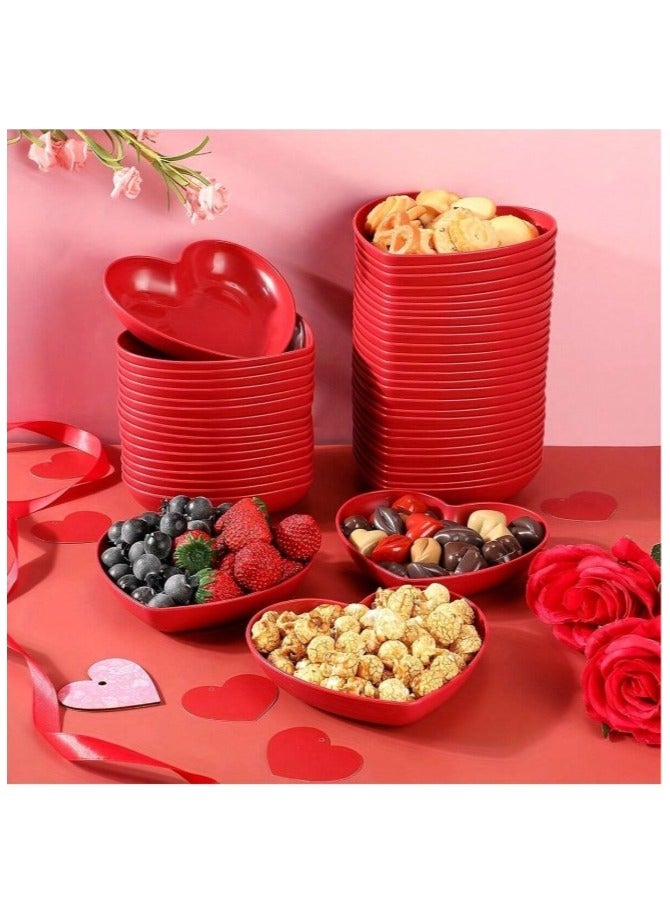 اطباق ميلامين باللون الاحمر على شكل قلب اطباق سلطة ومقبلات و حلوى لحفلات الذكرى السنوية وعيد الحب  عدد القطع 3 - Image 1