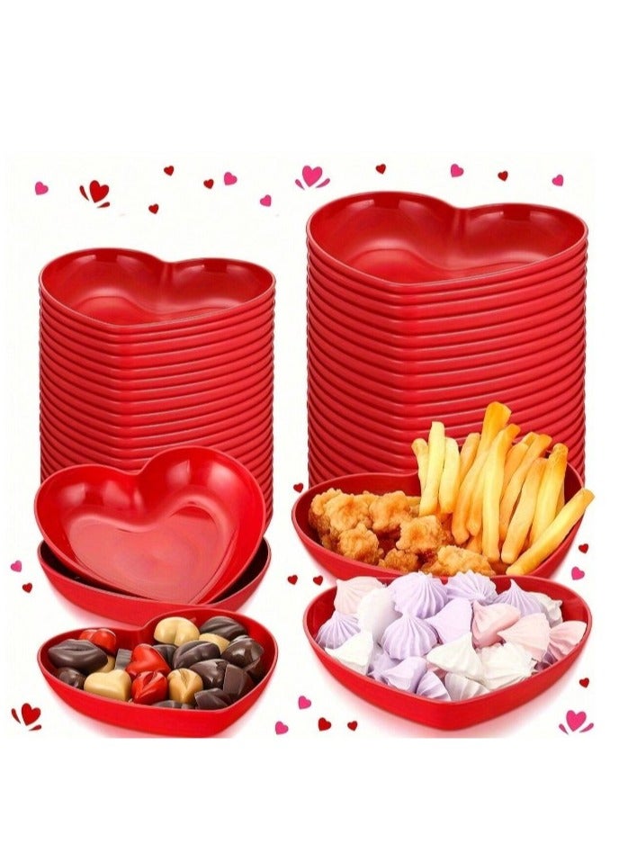 اطباق ميلامين باللون الاحمر على شكل قلب اطباق سلطة ومقبلات و حلوى لحفلات الذكرى السنوية وعيد الحب  عدد القطع 3 - Image 3