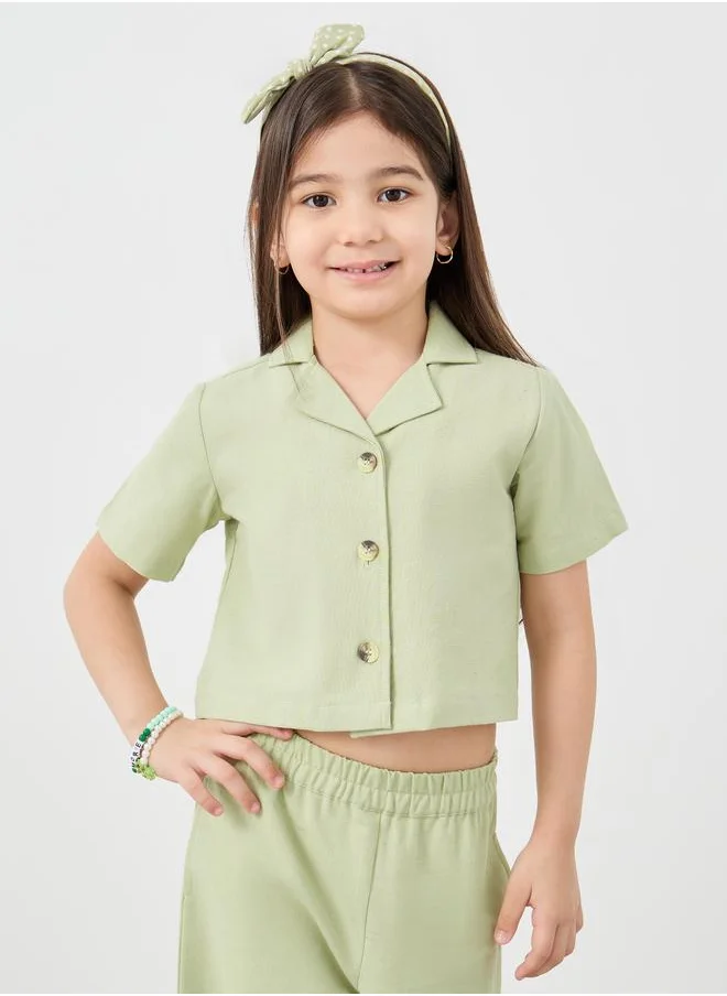 ستايلي Styli Buttoned Short Sleeve Blouse and Pants Co-Ords