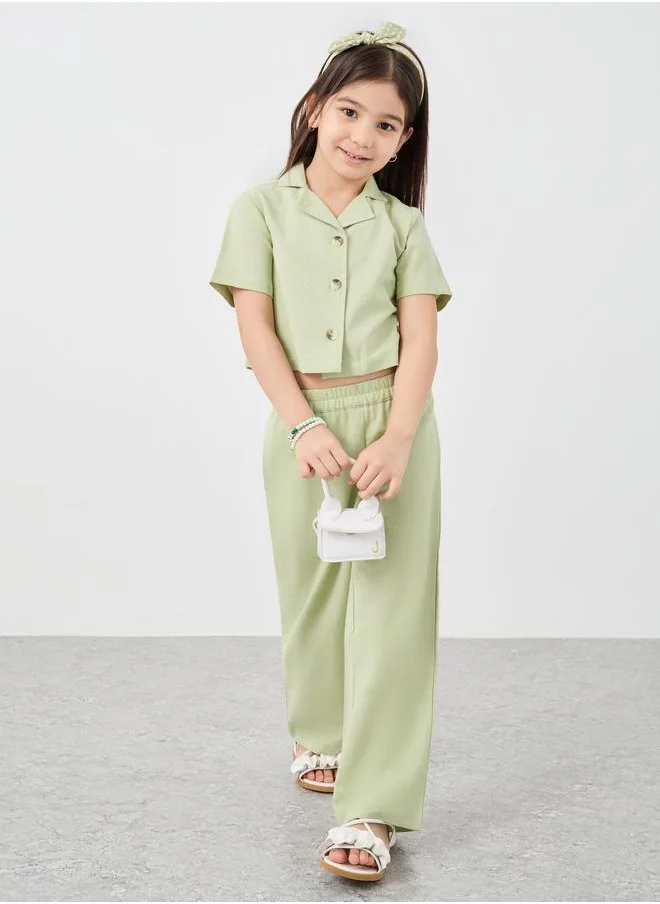 ستايلي Styli Buttoned Short Sleeve Blouse and Pants Co-Ords