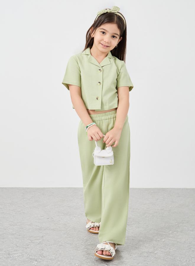 Styli Buttoned Short Sleeve Blouse and Pants Co-Ords - Image 1