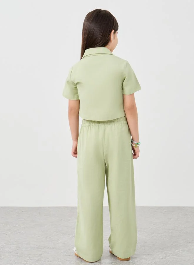 Styli Styli Buttoned Short Sleeve Blouse and Pants Co-Ords