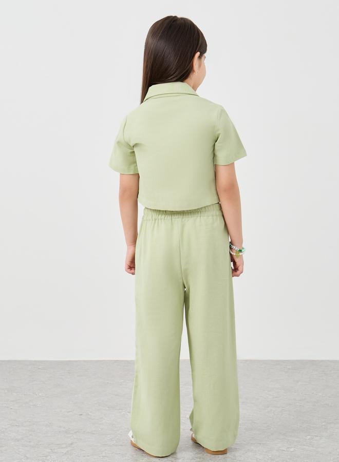Styli Buttoned Short Sleeve Blouse and Pants Co-Ords - Image 5