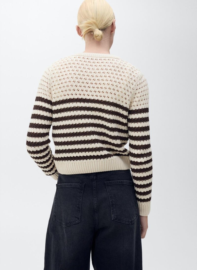 MANGO Striped Openwork Knitted Cardigan  - Image 2