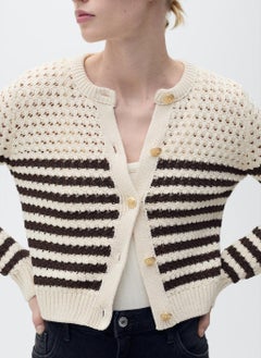 MANGO Striped Openwork Knitted Cardigan  - Image 5