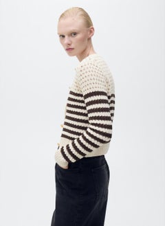 MANGO Striped Openwork Knitted Cardigan  - Image 3
