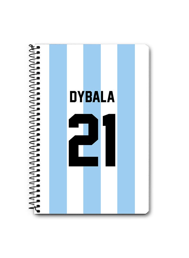 Stylizedd Designer A5 Spiral Notebook Memo Notepad Journal - Football Team - Argentina Player Name - Dybala - Image 1