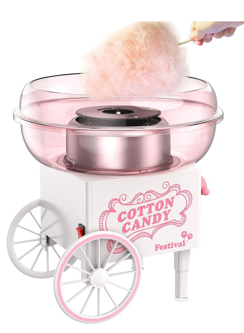 Cotton Candy Machine, Mini Cotton Candy Maker Machine for Kids with Sugar Scoop, Easy & Safe to Use, Pink Vintage Portable Candy Floss Maker for Birthday, Home, Party Gatherings - Image 1