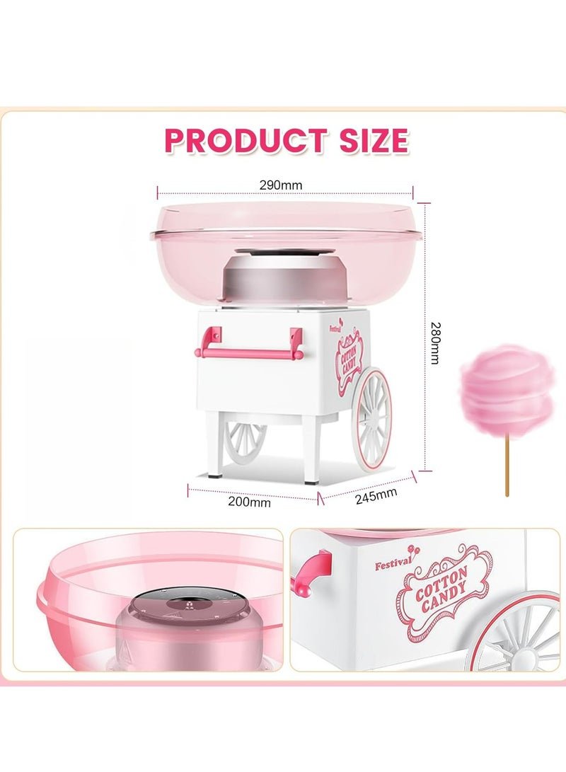 Cotton Candy Machine, Mini Cotton Candy Maker Machine for Kids with Sugar Scoop, Easy & Safe to Use, Pink Vintage Portable Candy Floss Maker for Birthday, Home, Party Gatherings - Image 2