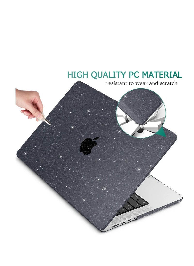 Generic Case for Macbook Pro 14 M4 M3 M2 M1 Pro/Max A3112/A3185/A3401/A2992/ A2918 /A2779 A2442, Ultra-thin Plastic Hard Shell Protective Case, Black Glitter  - Image 3