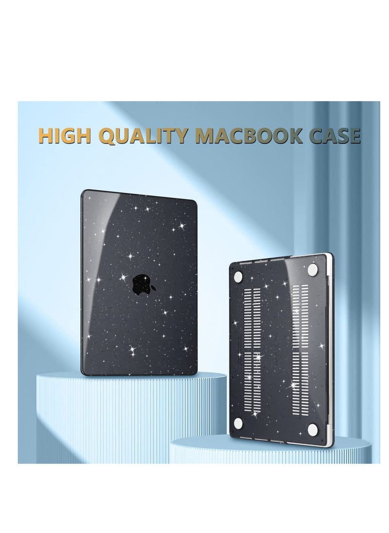 Generic Case for Macbook Pro 14 M4 M3 M2 M1 Pro/Max A3112/A3185/A3401/A2992/ A2918 /A2779 A2442, Ultra-thin Plastic Hard Shell Protective Case, Black Glitter  - Image 4