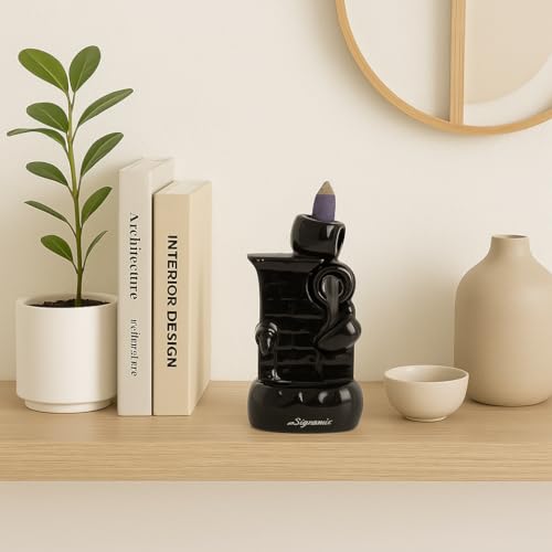 ELISBURRY® Ceramic Back Flow Incense Holder,Incense Burner with 30 Back Flow Incense Cones for -Pooja,Meditation,Prayer,Aromatherapy Ornament Home Decor-1-Pcs/30 Cones-Black color-DN-25 - Image 5