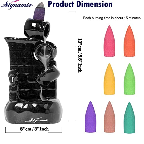 ELISBURRY® Ceramic Back Flow Incense Holder,Incense Burner with 30 Back Flow Incense Cones for -Pooja,Meditation,Prayer,Aromatherapy Ornament Home Decor-1-Pcs/30 Cones-Black color-DN-25 - Image 2