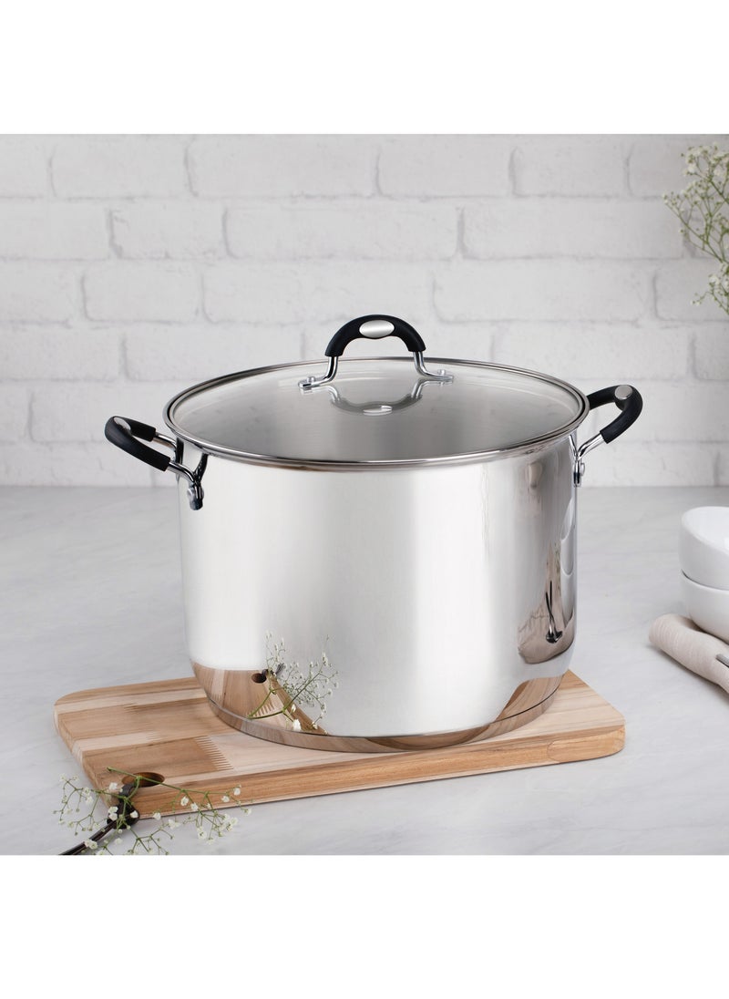 TRAMONTINA Since 1911,Made in Brazil- Solar Silicon 30cm 15.2L Stainless Steel Stock Pot with Tri Ply Bottom,  - Image 2
